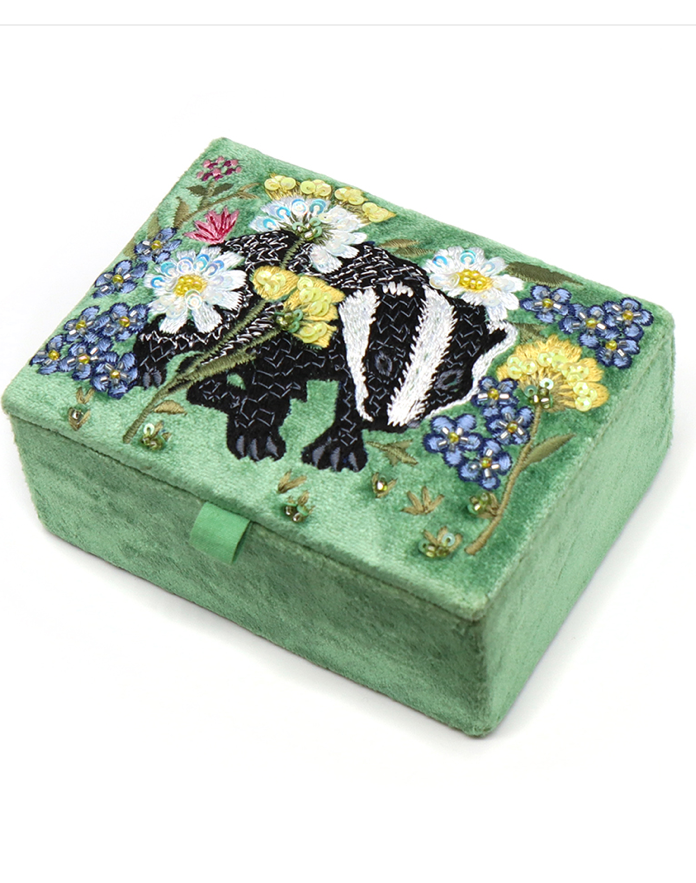 Floral Badger Trinket Box