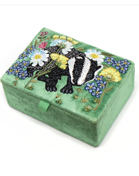 Floral Badger Trinket Box