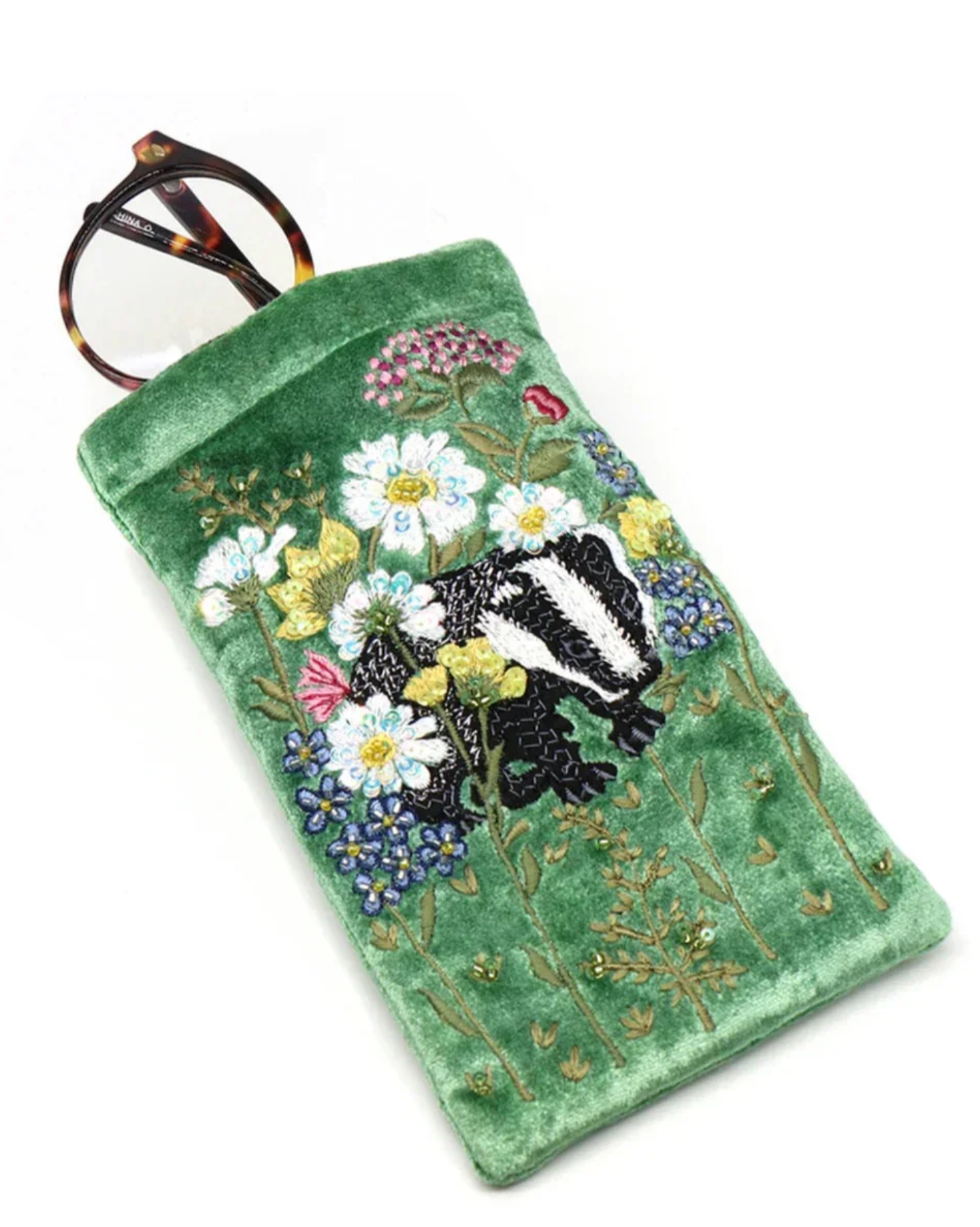 Floral Badger Glasses Case