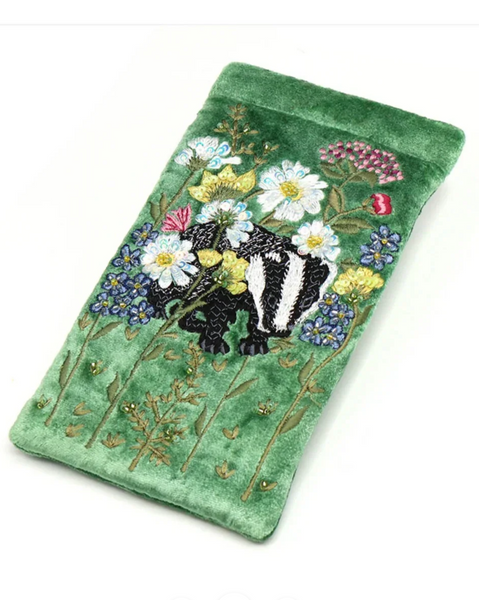 Floral Badger Glasses Case