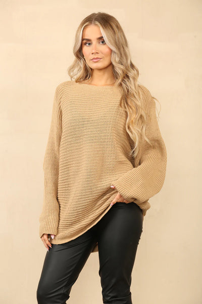 Devin Pattern Oversize Knit Jumper - Beige