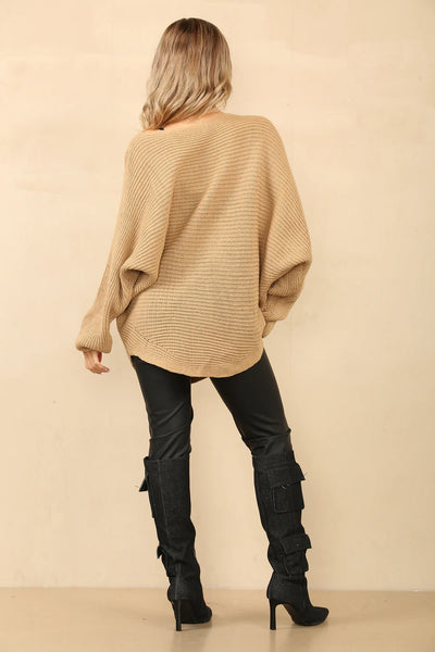 Devin Pattern Oversize Knit Jumper - Beige