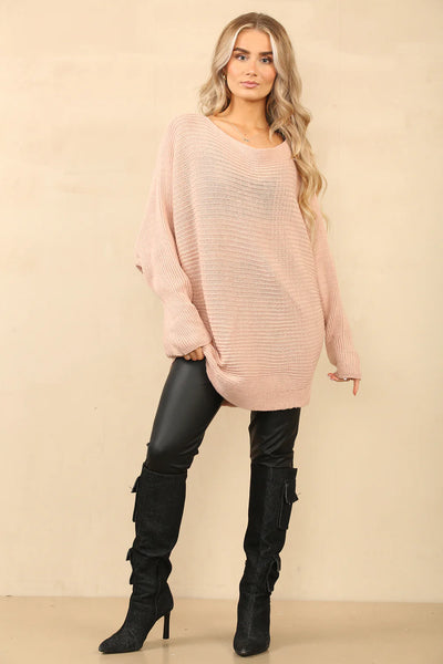 Devin Pattern Oversize Knit Jumper - Pink