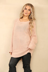 Devin Pattern Oversize Knit Jumper - Pink