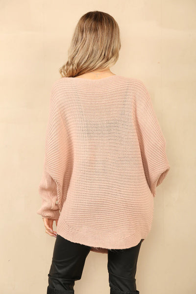 Devin Pattern Oversize Knit Jumper - Pink