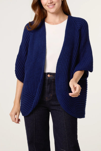 Knitted Kimono Jacket - Navy
