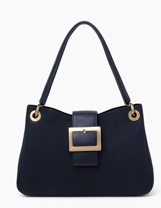 Suede-Effect Slouch Bag - Navy