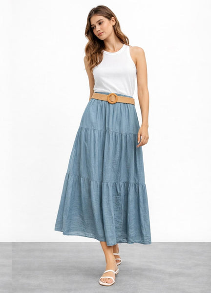 Belted Skirt - Denim
