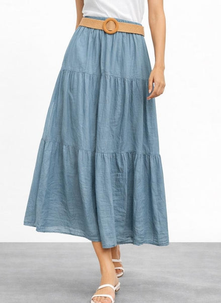 Belted Skirt - Denim