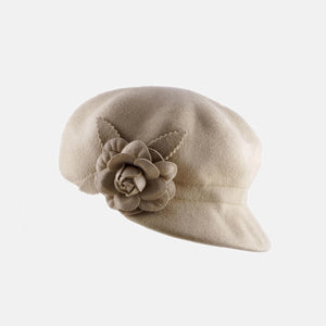 Proppa Toppa - Felted Cap with Flower - Beige