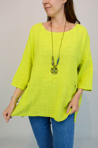 Pocket Front Italian Necklace Top - Apple