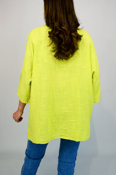 Pocket Front Italian Necklace Top - Apple