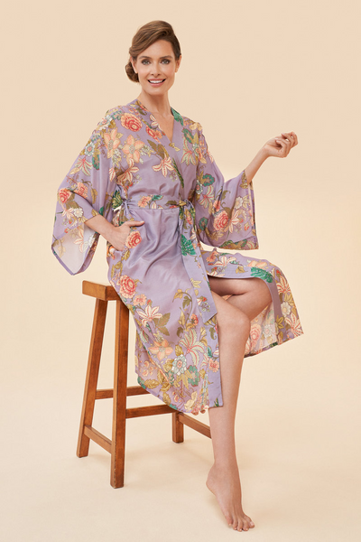 Kimono Gown - Prancing Tiger Lilac