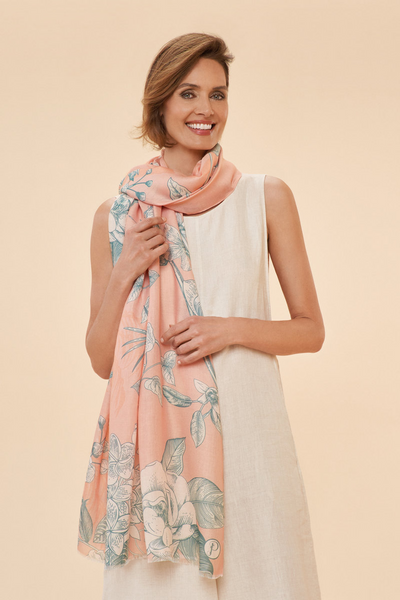 Printed Floral Jungle Scarf - Petal