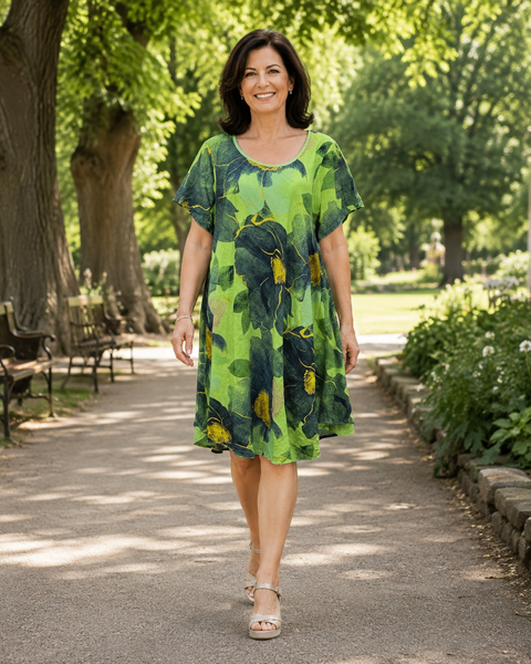 Floral Print Dress - Lime Green