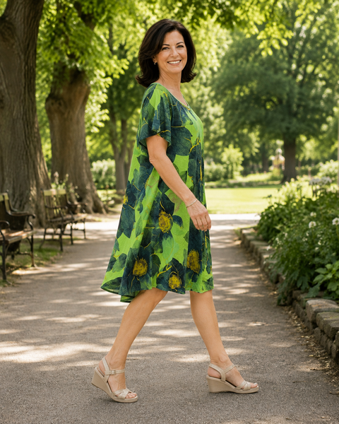 Floral Print Dress - Lime Green