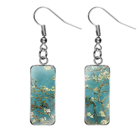 Enamel Art Earrings - Van Gogh - Almond Blossom