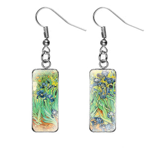 Enamel Art Earrings - Van Gogh - Irises