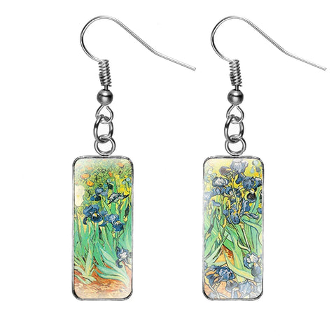 Enamel Art Earrings - Van Gogh - Irises