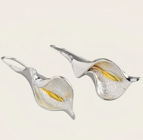 Silver leaf with Gold  Earrings