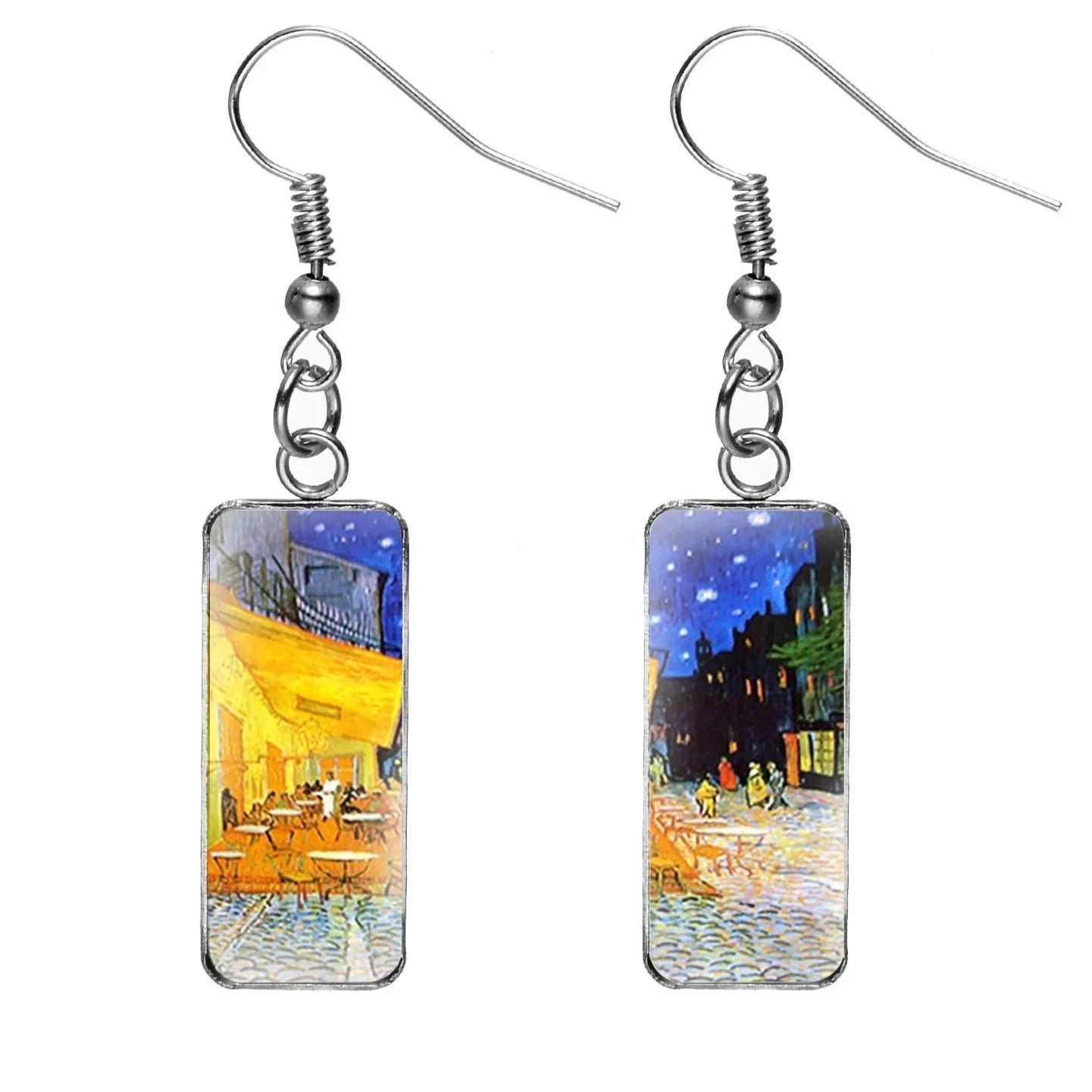 Enamel Art Earrings - Van Gogh - Terrace at Night