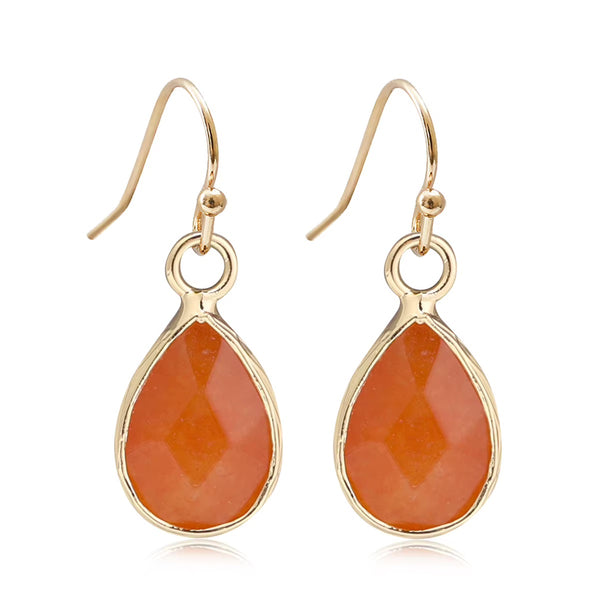 Coloured Stone Fashion Earrings - Terracotta