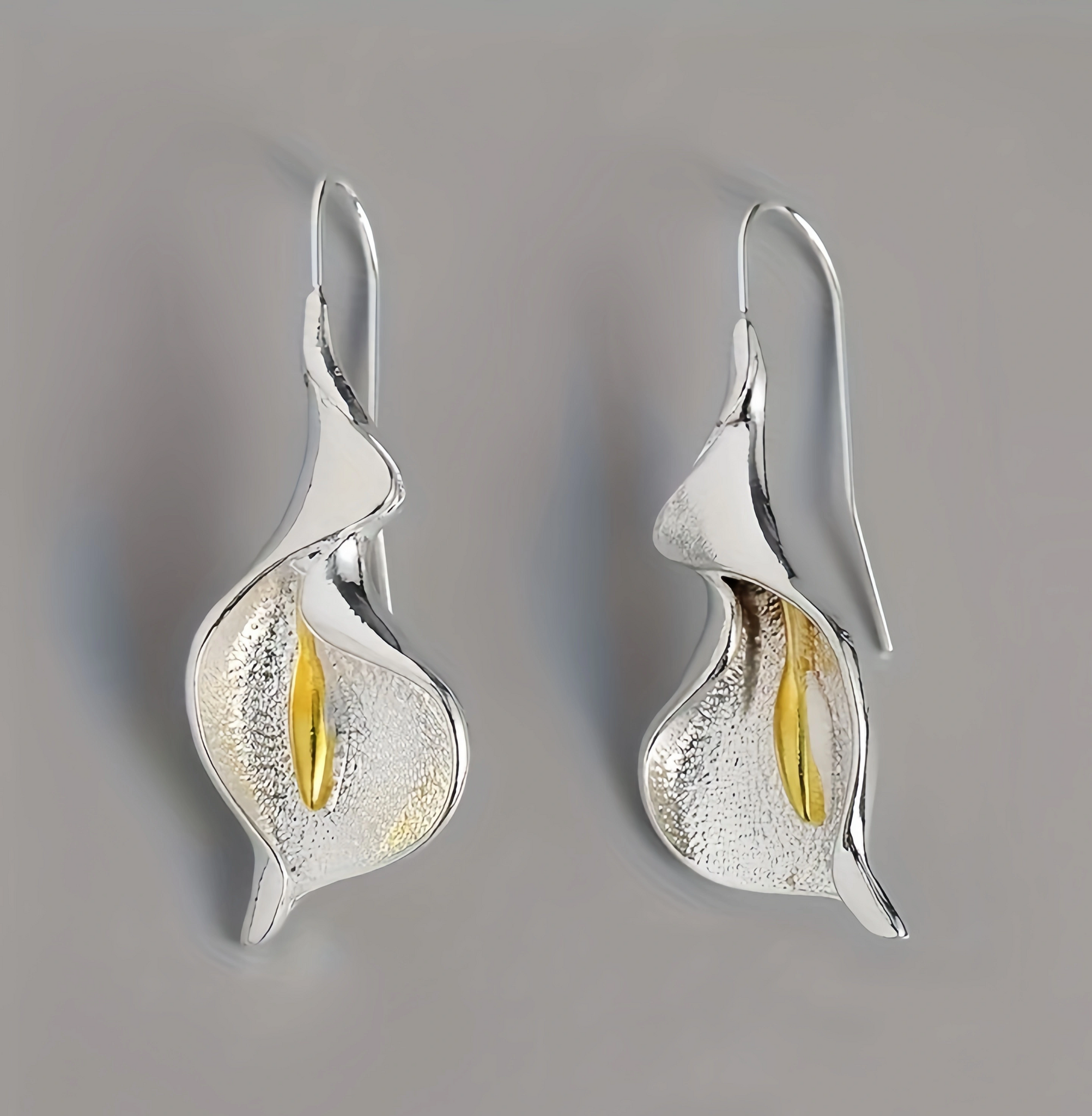 Silver leaf with Gold  Earrings