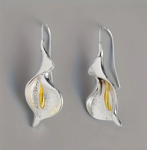 Silver leaf with Gold  Earrings