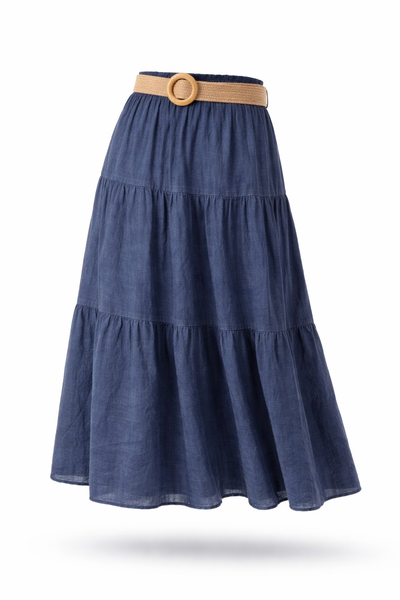 Belted Skirt - Navy