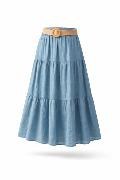 Belted Skirt - Denim