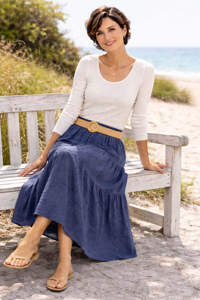 Belted Skirt - Navy