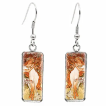 Enamel Art Earrings - Mucha - Art Nouveau