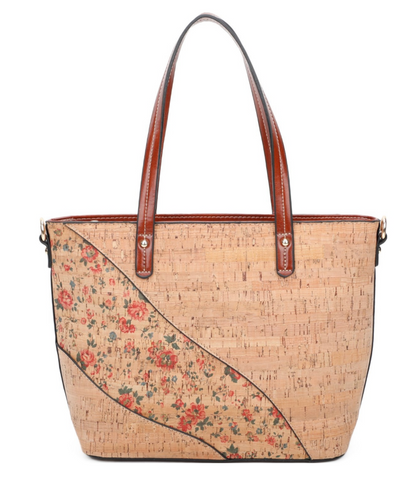 Cork Tote Bag with Flash of Floral