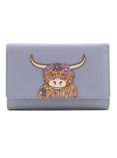 Highland Cow Large Tri fold Purse - Mala Leather
