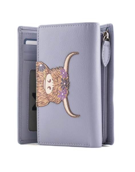 Highland Cow Large Tri fold Purse - Mala Leather