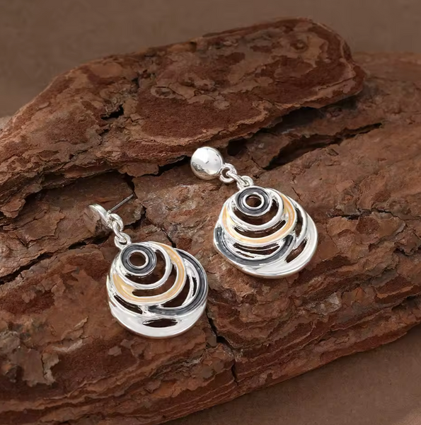 Circles Necklace & Earrings - Greys/Silver/Yellow