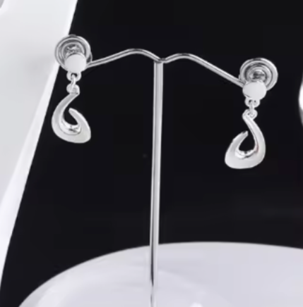 Open Teardrop Necklace & Matching Earrings - Silver
