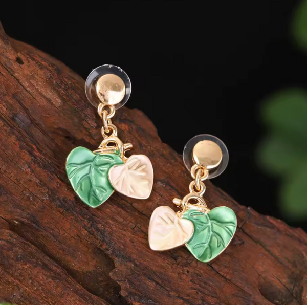 Leaves Necklace & Matching Earrings - Green