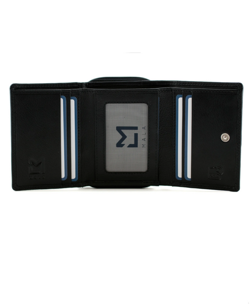 Highland Cow with Robin Tri fold Purse Black- Mala Leather