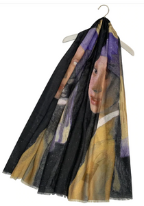 Vermeer Girl With a Pearl Earring Print Scarf