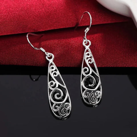 Long Drop  Silver Earrings