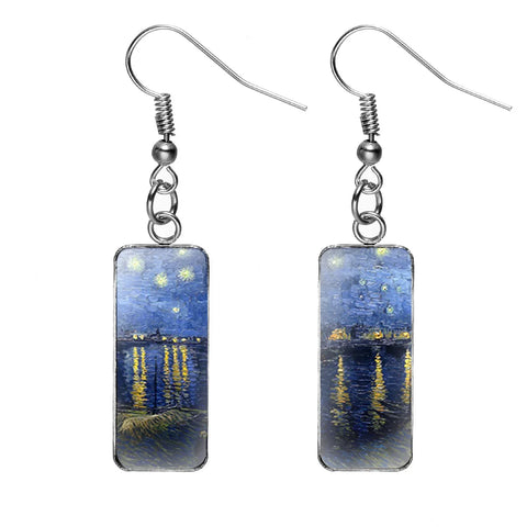 Enamel Art Earrings - Van Gogh - Starry Night