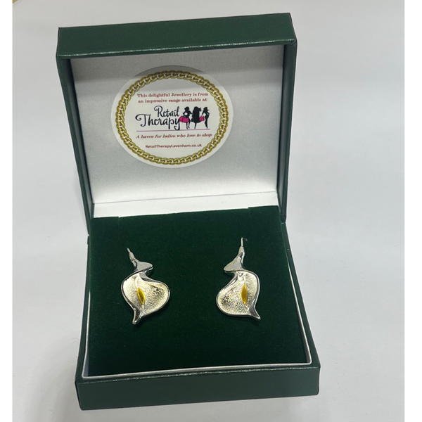 Silver leaf with Gold  Earrings