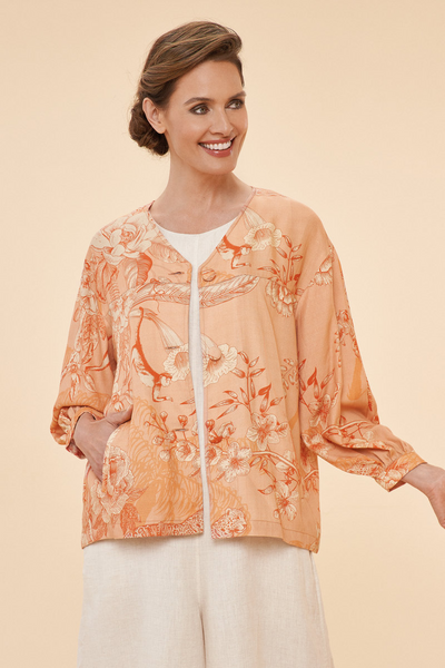 Toile Puff Sleeve Jacket Coral