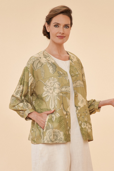 Toile Puff Sleeve Jacket Olive