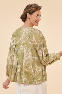 Toile Puff Sleeve Jacket Olive