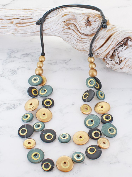 Wooden Graduating Disc Necklace Orange (Copy)