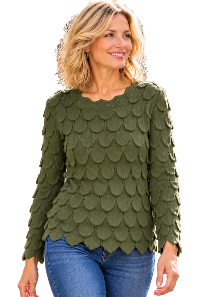 3D Petal Knit - Khaki Green