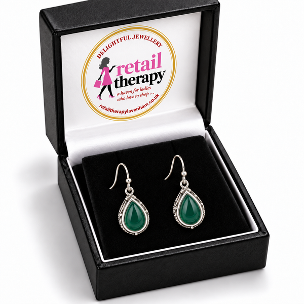 Silver Edged Fashion Earrings - Green