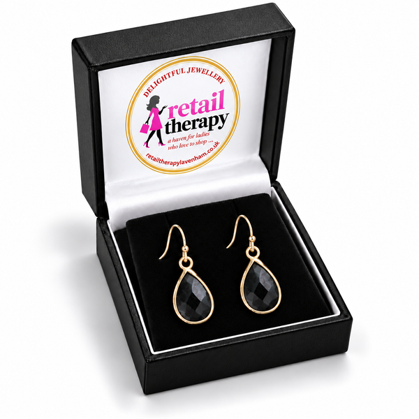 Coloured Stone Fashion Earrings - Black Ebony